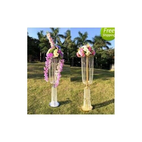 100cm Tall Acrylic Crystal Wedding Centerpiece Road Lead Stand Dinner Party Table Decoration Candlestick
