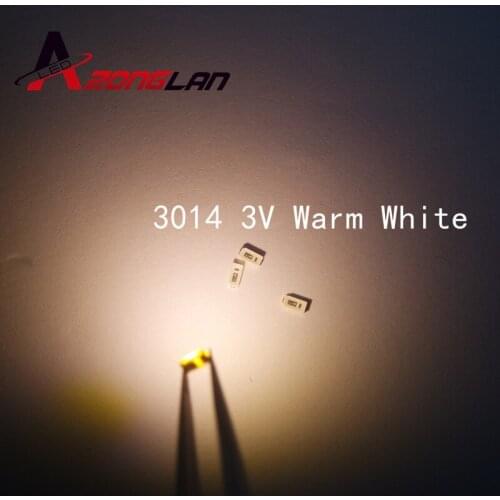 1000pcs 3014 SMD LED Chip Warm White Ultra Bright 0.1W 10-12LM 30mA 3V Surface Mount Chip Light Emitting Diode Lamp SMD LED Bead