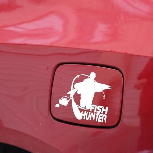13.4*12CM Coolest FISH HUNTER Decor Car Sticker Vinyl Accessories Extreme Movement Graphic Black/Silver C12-1605