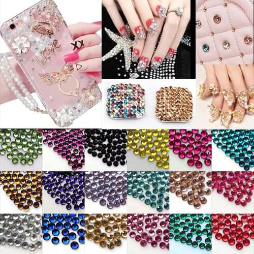 20 Colors 1000pcs/bag Multiple Facets Resin Rhinestones 3mm SS12 Nail Art Coloured Glaze, Gemstone Jewelry