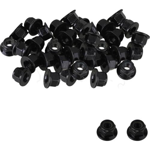 40x Black Zinc Plated Carbon Steel Hexagonal Flange Insert Lock Nuts M6