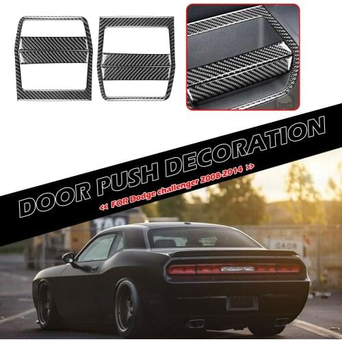 Car Interior Cover Trim Accessories Genuine Carbon Fiber Door Pull Trim Stickers for Dodge Challenger 2008-2014 LHD