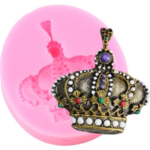 Baroque Retro Crown Silicone Mold Cupcake Topper Candy Chocolate Gumpaste Fondant Molds Cake Decorating Tools Clay Resin Moulds