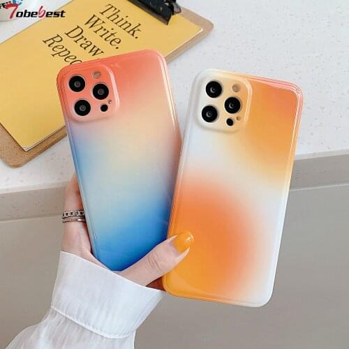 Tobebest Color Blooming Gradient Phone Cases for iPhone 12 Pro Max 11 pro max X XS XR 7 8 Plus 12mini SE 2020 Soft IMD Cover