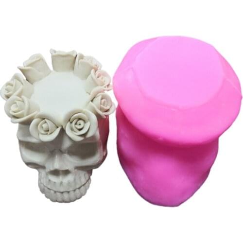 Flower Skull Candle Holder Epoxy Resin Mold Candlestick Casting Silicone Mould DIY Crafts Ornaments Mold
