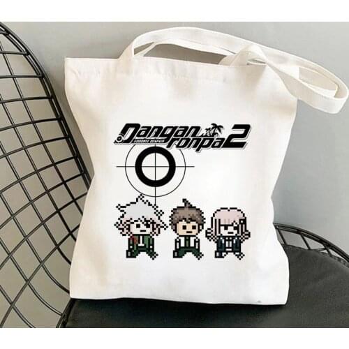 Danganronpa Shopping Bag Nagito Komaeda Cotton Reusable Shopper Recycle Bag Handbag Ouma Kokichi Sacola Tote Jute Sac Toile