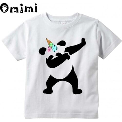 Kids Surprised Dabbing Panda Ice Cream Unicorn Design T Shirt Boys and Girls Casual Short Sleeve Tops Childrens Funny T-Shirt