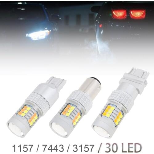Super Bright Canbus 1157 7443 3157 White + Yellow Car LED Turn Signal Lamp 20W Power Brake Lamp DRL Daytime Running Light NEW
