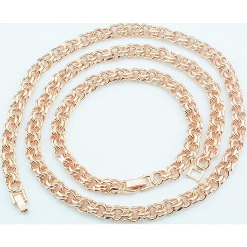 Fashion 8mm Toggle Lock Men Women Hip Hop Double Rolo Link Chain Set Rose Gold Color Necklace Bracelet Jewelry Sets