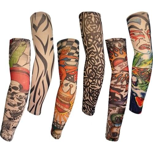 Skin Proteive Nylon Stretchy Temporary Tattoo Sleeves Arm Stockings Design Body Cool Men Unisex Fashion Arm Warmer Hot