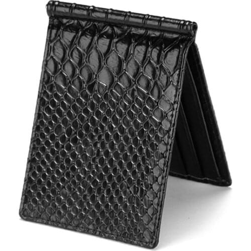 Creative crocodile pattern card wallet mens snake scale card holder stainless steel money clamshell credit card ID card holder