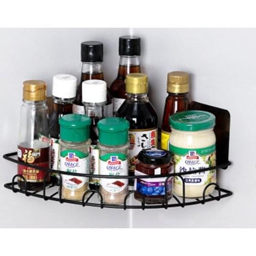 Kitchen Organizer Wall Bracket Wall Storage Rack Spice Rack Cabinet Shelf Kitchen Gadget Supplies Bathroom Rack Wall Triangle