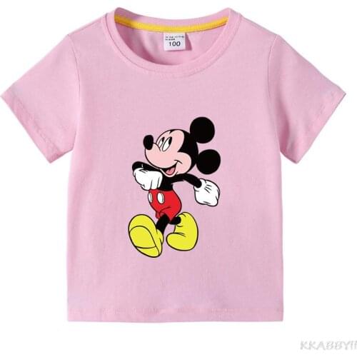 Disney Mickey Summer Cartoon Kids Boys Girls T Shirt Children Cute Anime Casual Tshirt Streetwear Tops