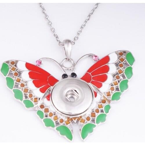Butterfly 18MM metal snap button Necklace Pendant NW2759