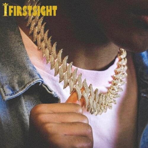 2020 New 30MM Box Buckle Thorns Cuban Necklace Gold Silver Color Ice Out Cubic Zirconia Necklaces Hip Hop Men Fashion Jewelry