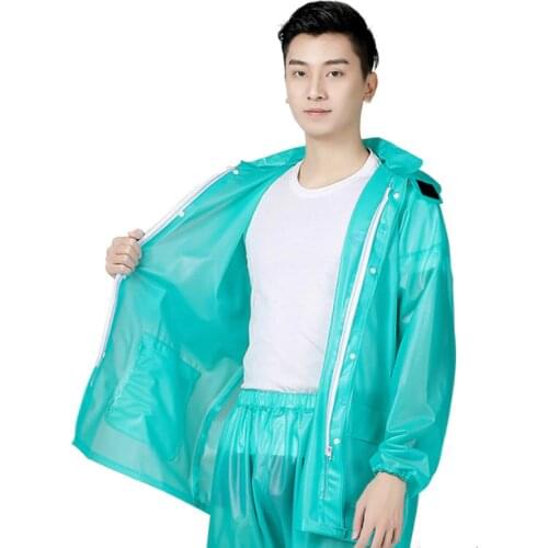 Men Plastic Rainwear Suit Reusable Waterproof Women Rainwear Jacket Impermeable Wet Weather Gear Veste Pluie Rain Gear EB50YY