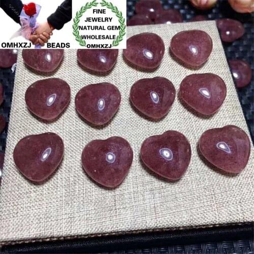 OMHXZJ Wholesale ZB447 European Fashion Hot Birthday Wedding Gift Natural Stone Fine Strawberry Quartz PIXIU Heart Pendant Charm