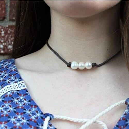 2021 Wholesale European and American Foreign Trade Jewelry Korean Pearl Pendant Handmade Pearl Necklace Clavicle Chain Female