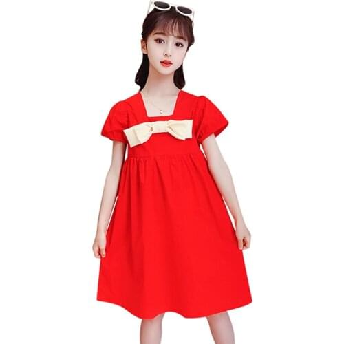 Dress For Girls Big Bow Dress For Girl Summer Party Dress Child Casual Girl Costume 6 8 10 12 14