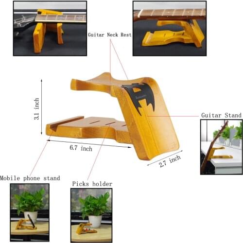 Guitar Stand Guitar Neck Rest Guitar Neck Cradle Support Pillow Tool for Guitar Ukuleles Violins Phone Stand with Pick Holder