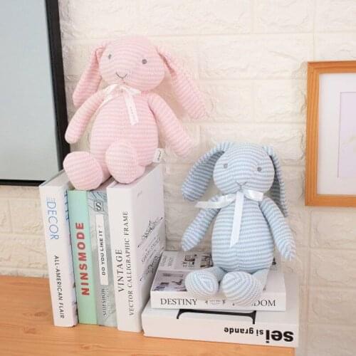 Full 100% Cotton Wool Baby Knitting Toys Boys Girls Soft Rabbit Stuffed Doll Cute Bunny Kids Children Infant Gift Knitted Plush