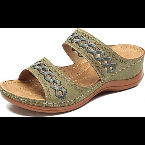 Size 35-44 Women Slippers Casual Shoes Hollow Wedges Platform Flat Sole Beach Mules Ladies Slides Party Sandals Zapatos Mujer