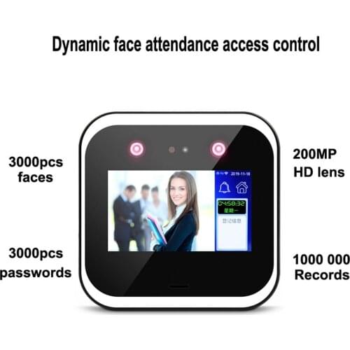 TCP/WIFI Dynamic face recognition 2MP HD camera Access Control device System support 3000pcs faces 5 inch touch Screen