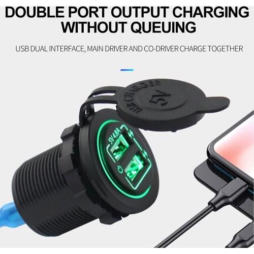 Universal Dual USB Car-charger Adapter Touch Mobile Phone Adapter Car Charger Socket Power Outlet Adapter 4.8A