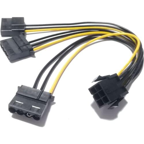 PCI-E Graphics Video Card 6Pin Female To 3-Port D IDE 4Pin Power Cable Cord 18AWG Wire for GPU Extension Card Power Supply 20CM