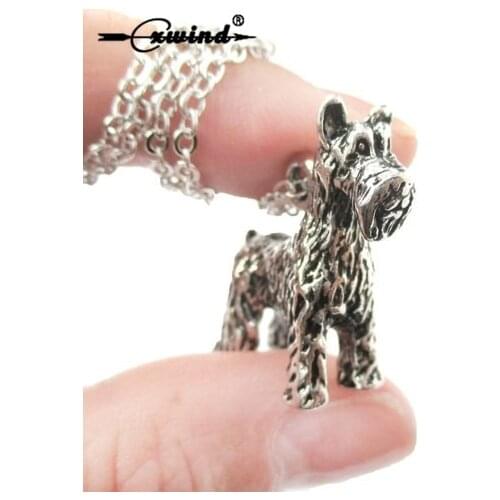 Cxwind Vintage Schnauzer Bobtail Dog Breed Pendant Necklace 3D Animal Dog Breeds Charm NecklaceS for Women Baby Jewelry Collares