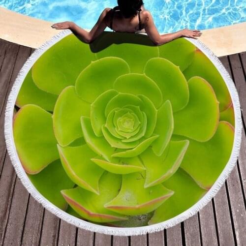 Green succulents Pareo beach Fringed beach towel Round beach towel strandlaken luxury beach towel Sea beach towel Beach cover up