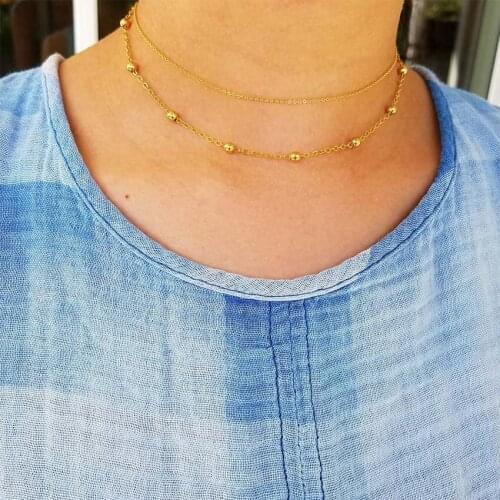 2018 New simple multi beads Women chocker choker Necklace Jewelry collana Kolye Bijoux Collares Mujer Collier Femme joyas