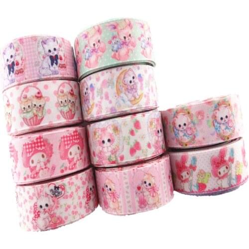 1" 25mm 50 yards Japanese cute animals printed grosgrain ribbon DIY hair bows handmade materials MD19022601