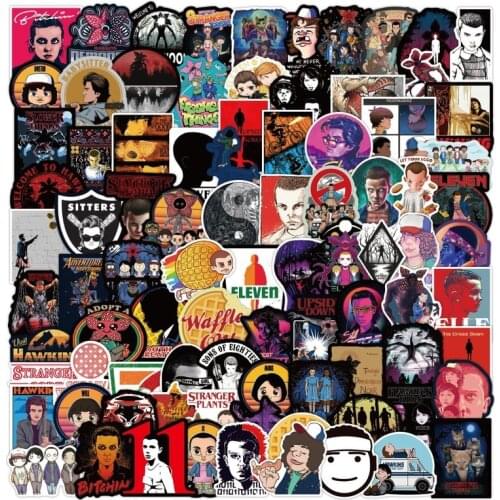 10/50/100pcs Pack Stranger Things Stickers Waterproof PVC Skateboard Snowboard Motorcycle Bicycle Guitar Laptop Sticker Kids Toy