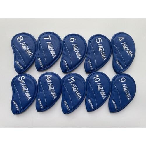 10PCS HONMA BERES Golf Head Cover Golf Irons Head Cover Blue 4-11AS PU Leather Golf Irons Head Cover Free Shipping