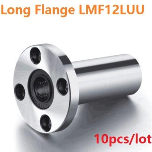10pcs/lot LMF12LUU 12mm 12*21*57mm long type round Flange linear ball motion bearings bushing 12x21x57mm