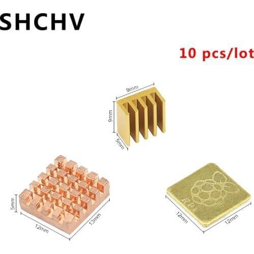 10 pcs/lot Raspberry Pi 3 Model B Heat Sink Cooper and Aluminum Cooling Cooler Radiator Heatsinks for Raspberry Pi 3B Plus 2B