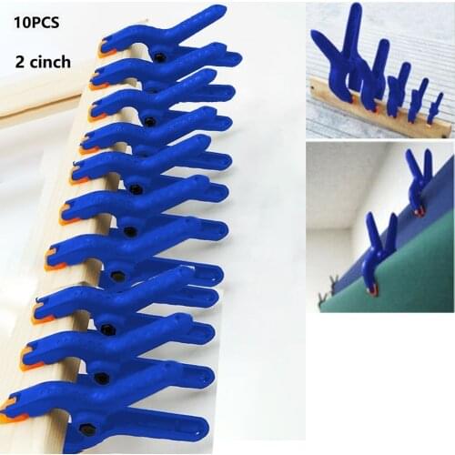 10pcs Spring Clamps Woodworking Tools Plastic Cramps Jaw Opening Blue Kit