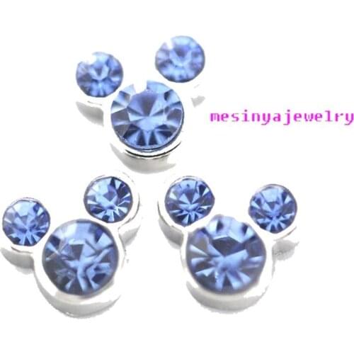 10pcs Mouse Hat March Birthstone Custom Floating Charms For Glass Locket