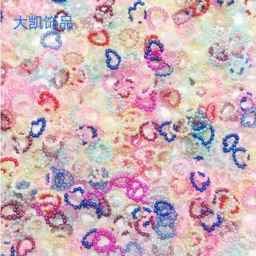 100pcs 11mm Resin Mixed Hollow Hearts Pearls Confetti Flatbacks Embellishments DIY Phone Decorations Scrapbooking Crafts