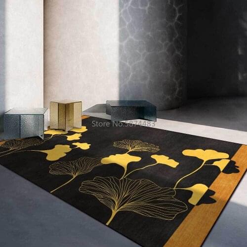 200*300cm New Chinese Simple Light Luxury Black Gold Autumn Maple Leaf Living Room Bedroom Bedside Carpet Mat Customization