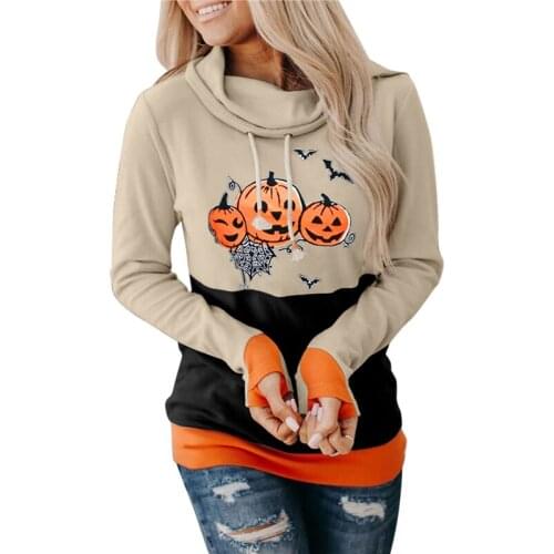 2020 3 styles Womens Top Pumpkin Print Long Sleeves Finger Cuff Drawstring Autumn Clothes for Halloween Carnival Hoodies