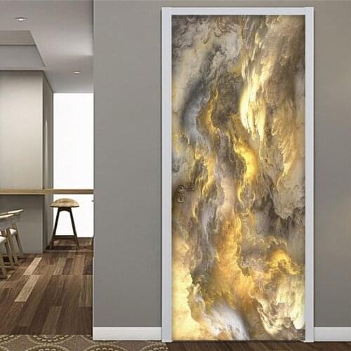 3D Abstract Art PVC Self-adhesive Door Sticker Mural Wallpaper Wall Decals Living Room Bedroom Door Decoration Poster Wall Paper