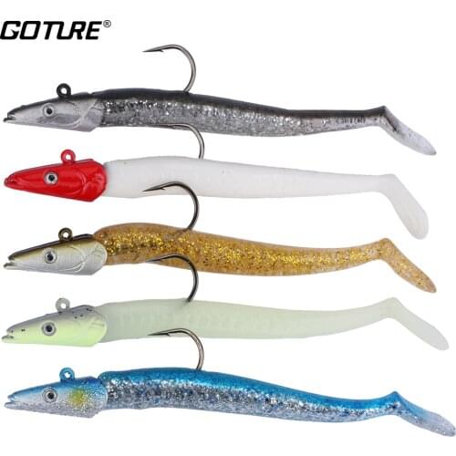 Goture Fishing Lure 3D Simulation Jig Head with PVC Soft Body Artificial Bait Carp Sinking Fishing Lure 4.33in 0.78oz 5pcs
