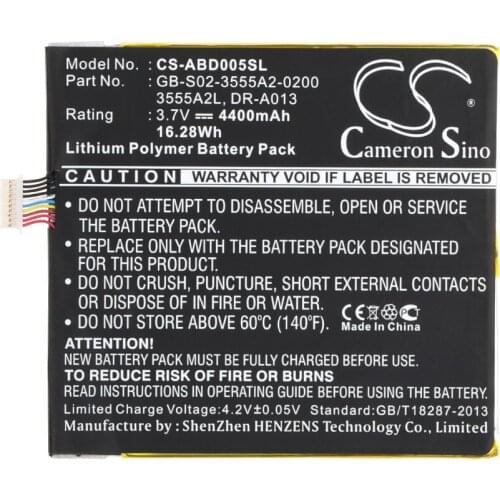 Cameron Sino 4400mAh Battery for Amazon D01400 kindle Fire,3555A2L DR-A013 E3GU111L2002 GB-S02-3555A2-0200 QP01