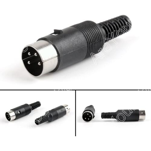 Areyourshop Sale 4/20 Pcs 4Pin DIN Male Plug Adapter Solder Cable Connector Plastic Handle For Audio