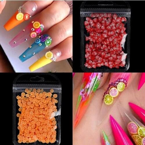 10g/bag 3D Colorful Tiny Fruit slices Sequins for Nails DIY Design Acrylic Beauty Polymer Clay Nail Art Accessories