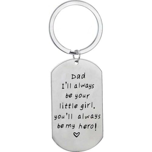 Stainless Steel Keychain Dad I'll Always Be Your Little Girl,You'll Always Be My Hero Family Daddy Birthday Fathers Day Gifts