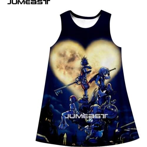 Jumeast Brand Women 3D Printed Dresses Kingdom Hearts Summer Fashion Sleeveless Dress Suspender Nightdress