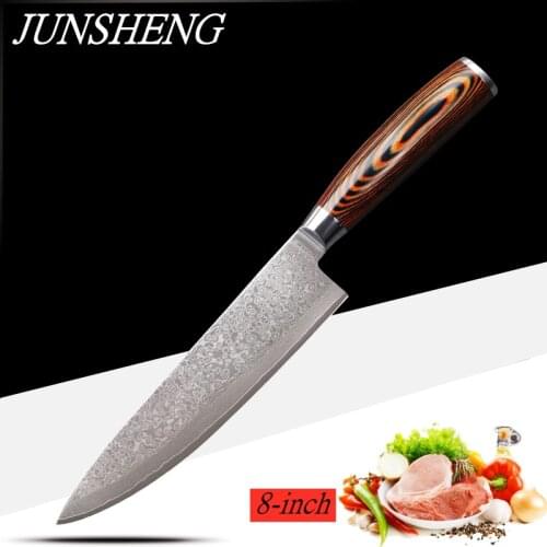 JUNSHENG color wood series 8-inch VG10 steel integrated multifunctional chefs knife